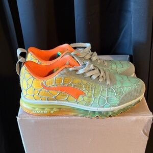 Vibrant Women's Athletic Shoes - Orange and Green